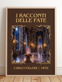I Racconti Delle Fate Classic Book Art Print by Carlo Collodi – framed print leaning on a wooden floor