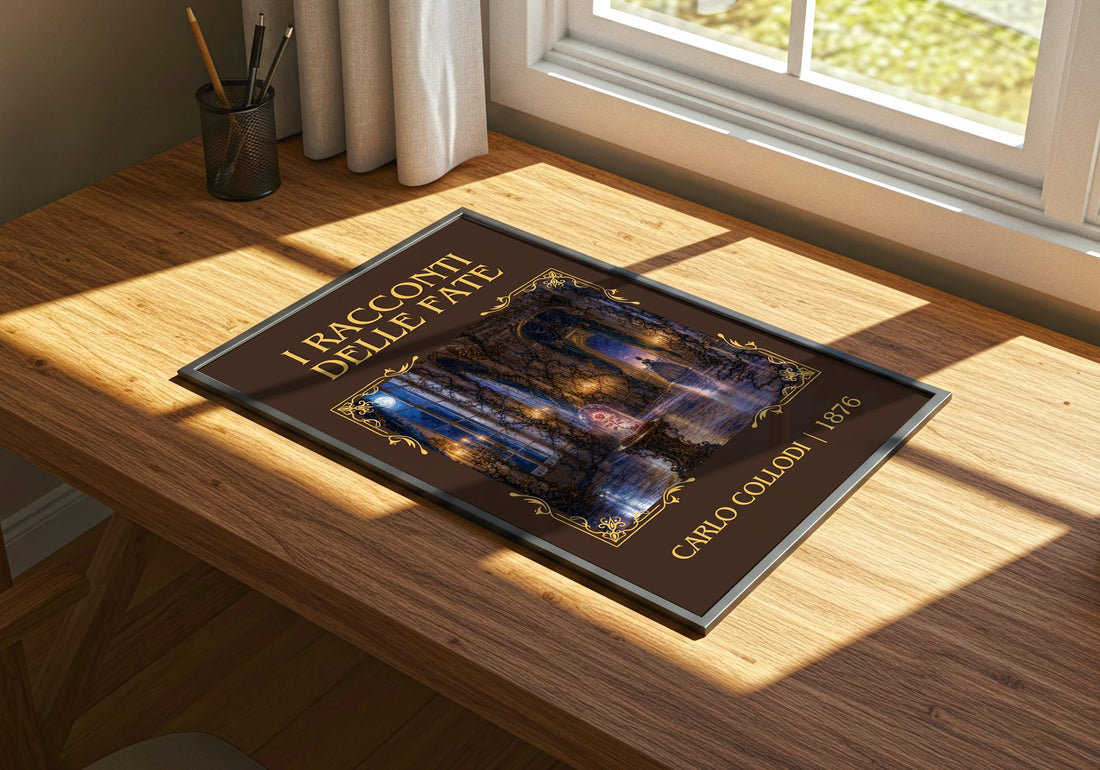 I Racconti Delle Fate Classic Book Art Print by Carlo Collodi – print on a sunlit desk
