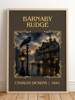 Barnaby Rudge Classic Book Art Print by Charles Dickens – framed print leaning on a wooden floor