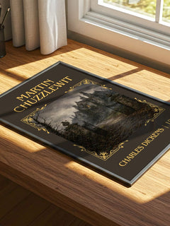 Martin Chuzzlewit Classic Book Art Print by Charles Dickens – print on a sunlit desk