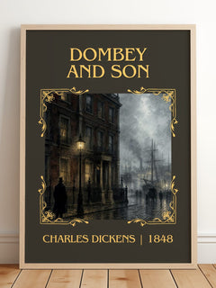 Dombey And Son Classic Book Art Print by Charles Dickens – framed print leaning on a wooden floor