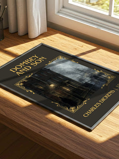 Dombey And Son Classic Book Art Print by Charles Dickens – print on a sunlit desk