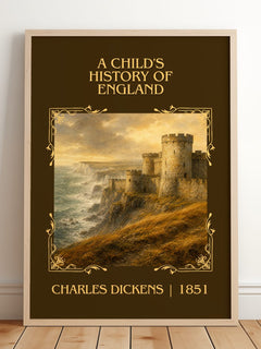 A Child'S History Of England Classic Book Art Print by Charles Dickens – framed print leaning on a wooden floor