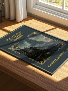 The Mystery Of Edwin Drood Classic Book Art Print by Charles Dickens – print on a sunlit desk