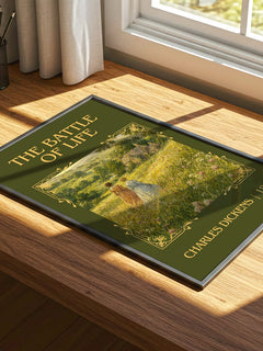The Battle Of Life Classic Book Art Print by Charles Dickens – print on a sunlit desk