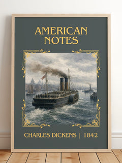 American Notes Classic Book Art Print by Charles Dickens – framed print leaning on a wooden floor
