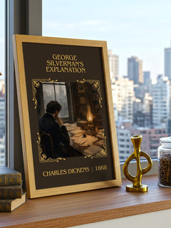 George Silverman'S Explanation Classic Book Art Print by C. Dickens – framed print on a city-view windowsill