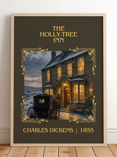 The Holly-Tree Inn Classic Book Art Print by Charles Dickens – framed print leaning on a wooden floor