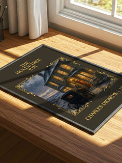 The Holly-Tree Inn Classic Book Art Print by Charles Dickens – print on a sunlit desk
