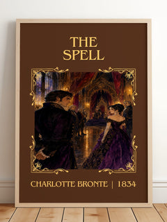 The Spell Classic Book Art Print by Charlotte Brontë – framed print leaning on a wooden floor