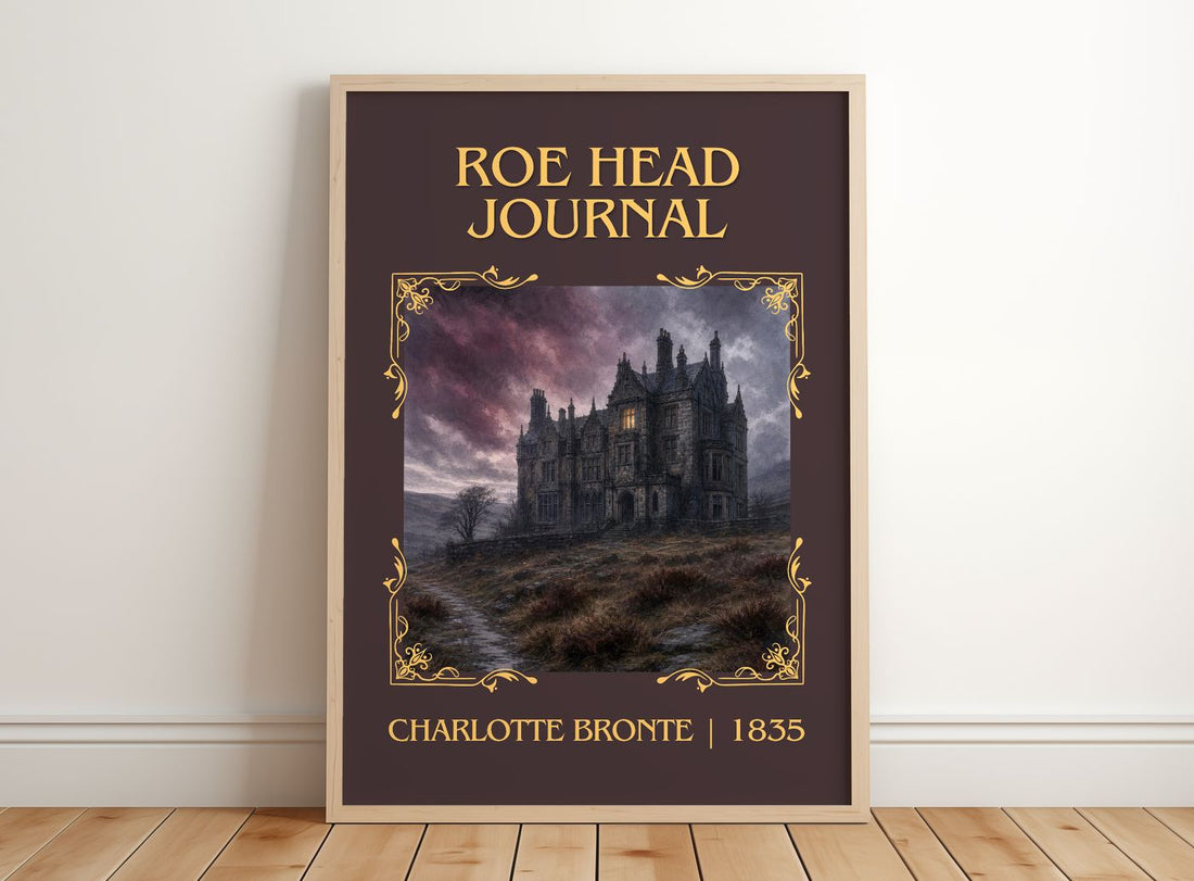 Roe Head Journal Classic Book Art Print by Charlotte Brontë – framed print leaning on a wooden floor