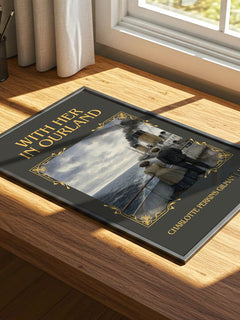 With Her In Ourland Classic Book Art Print by Charlotte Perkins Gilman – print on a sunlit desk