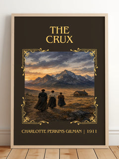 The Crux Classic Book Art Print by Charlotte Perkins Gilman – framed print leaning on a wooden floor