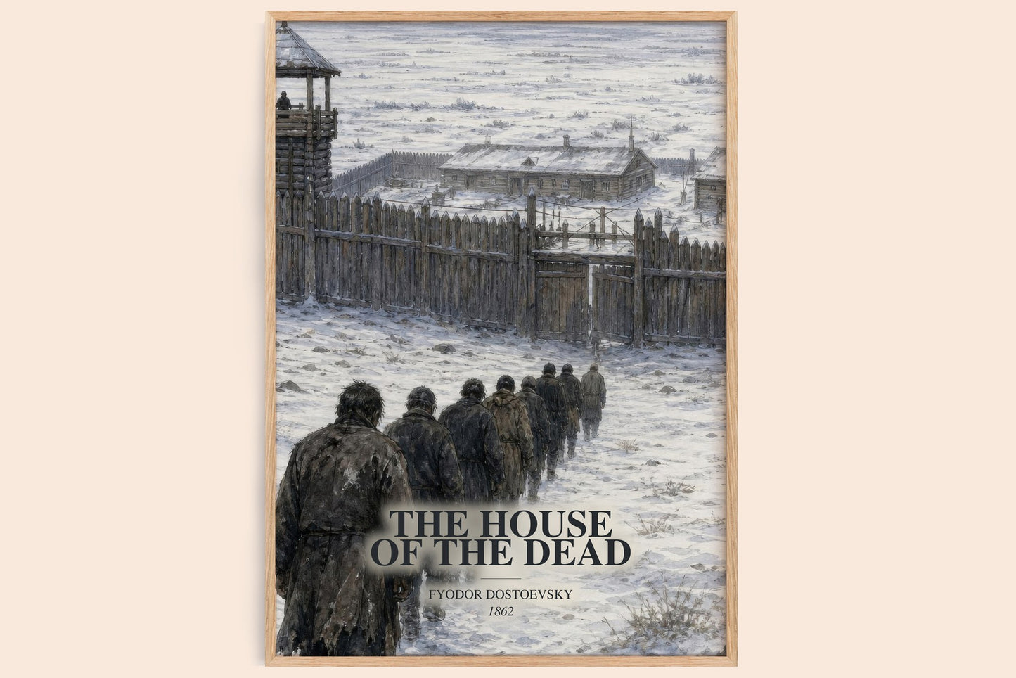 The House Of The Dead watercolour book poster by Fyodor Dostoevsky – framed literary art print