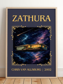 Zathura Classic Book Art Print by Chris Van Allsburg – framed print leaning on a wooden floor