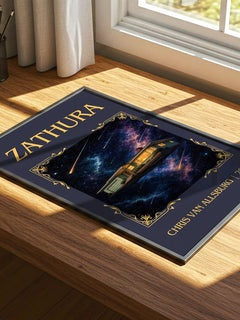 Zathura Classic Book Art Print by Chris Van Allsburg – print on a sunlit desk