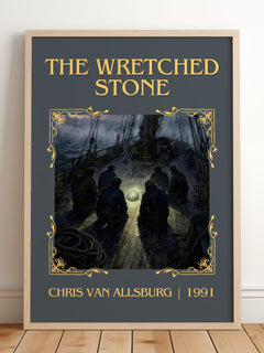 The Wretched Stone Classic Book Art Print by Chris Van Allsburg – framed print leaning on a wooden floor