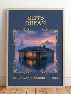 Ben'S Dream Classic Book Art Print by Chris Van Allsburg – framed print leaning on a wooden floor