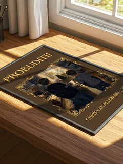 Probuditi! Classic Book Art Print by Chris Van Allsburg – print on a sunlit desk