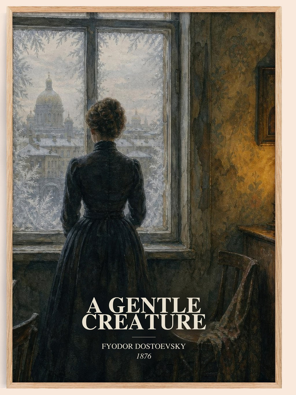A Gentle Creature watercolour book poster by Fyodor Dostoevsky – framed literary art print