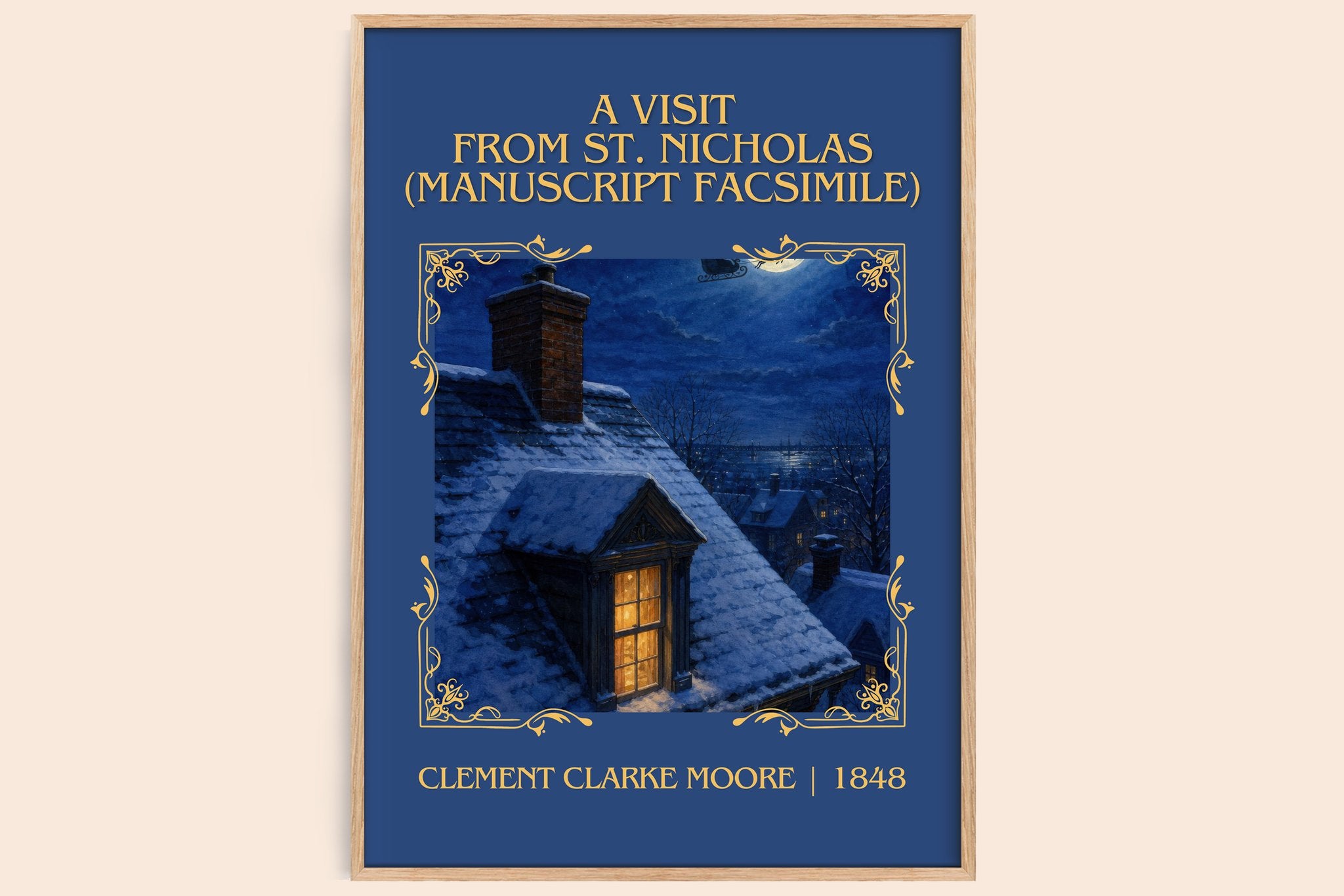 Visit From St. Nicholas (Manuscript Facsimile) Classic Book Art Print by Clement Clarke Moore