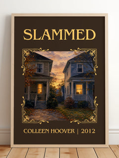 Slammed Classic Book Art Print by Colleen Hoover – framed print leaning on a wooden floor
