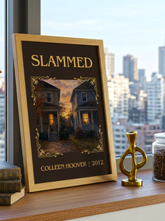 Slammed Classic Book Art Print by Colleen Hoover – framed print on a city-view windowsill