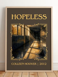 Hopeless Classic Book Art Print by Colleen Hoover – framed print leaning on a wooden floor
