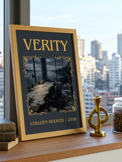 Verity Classic Book Art Print by Colleen Hoover – framed print on a city-view windowsill
