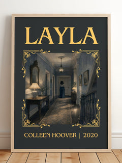 Layla Classic Book Art Print by Colleen Hoover – framed print leaning on a wooden floor