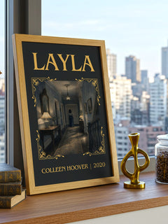 Layla Classic Book Art Print by Colleen Hoover – framed print on a city-view windowsill