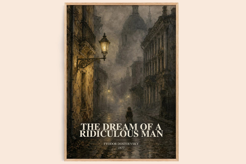 The Dream Of A Ridiculous Man watercolour book poster by Fyodor Dostoevsky – framed literary art print