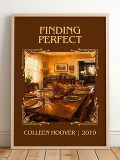 Finding Perfect Classic Book Art Print by Colleen Hoover – framed print leaning on a wooden floor