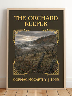 The Orchard Keeper Classic Book Art Print by Cormac Mccarthy – framed print leaning on a wooden floor