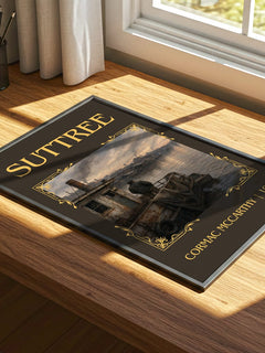 Suttree Classic Book Art Print by Cormac Mccarthy – print on a sunlit desk