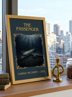 The Passenger Classic Book Art Print by Cormac Mccarthy – framed print on a city-view windowsill