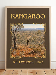 Kangaroo Classic Book Art Print by D.H. Lawrence – framed print leaning on a wooden floor