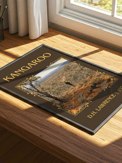 Kangaroo Classic Book Art Print by D.H. Lawrence – print on a sunlit desk