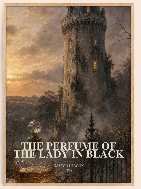 The Perfume Of The Lady In Black watercolour book poster by Gaston Leroux – framed literary art print