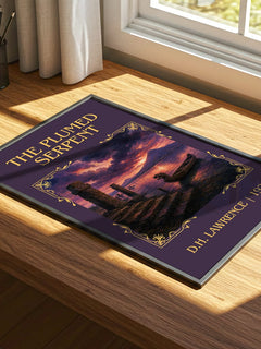 The Plumed Serpent Classic Book Art Print by D.H. Lawrence – print on a sunlit desk