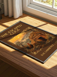 The Escaped Cock Classic Book Art Print by D.H. Lawrence – print on a sunlit desk