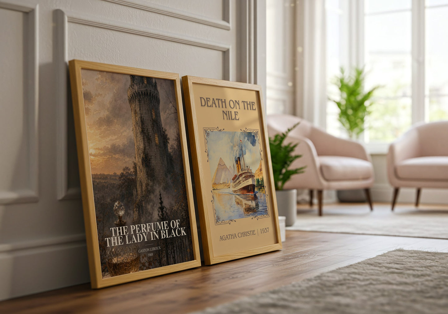 The Perfume Of The Lady In Black watercolour print framed by window – literary home decor