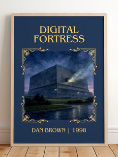 Digital Fortress Classic Book Art Print by Dan Brown – framed print leaning on a wooden floor