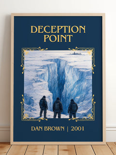 Deception Point Classic Book Art Print by Dan Brown – framed print leaning on a wooden floor