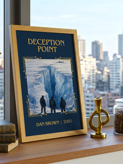 Deception Point Classic Book Art Print by Dan Brown – framed print on a city-view windowsill