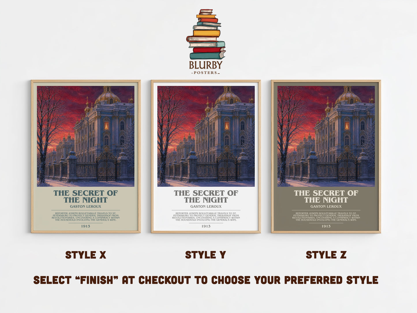 The Secret Of The Night bookish print in frame leaning in hallway – mystery wall art