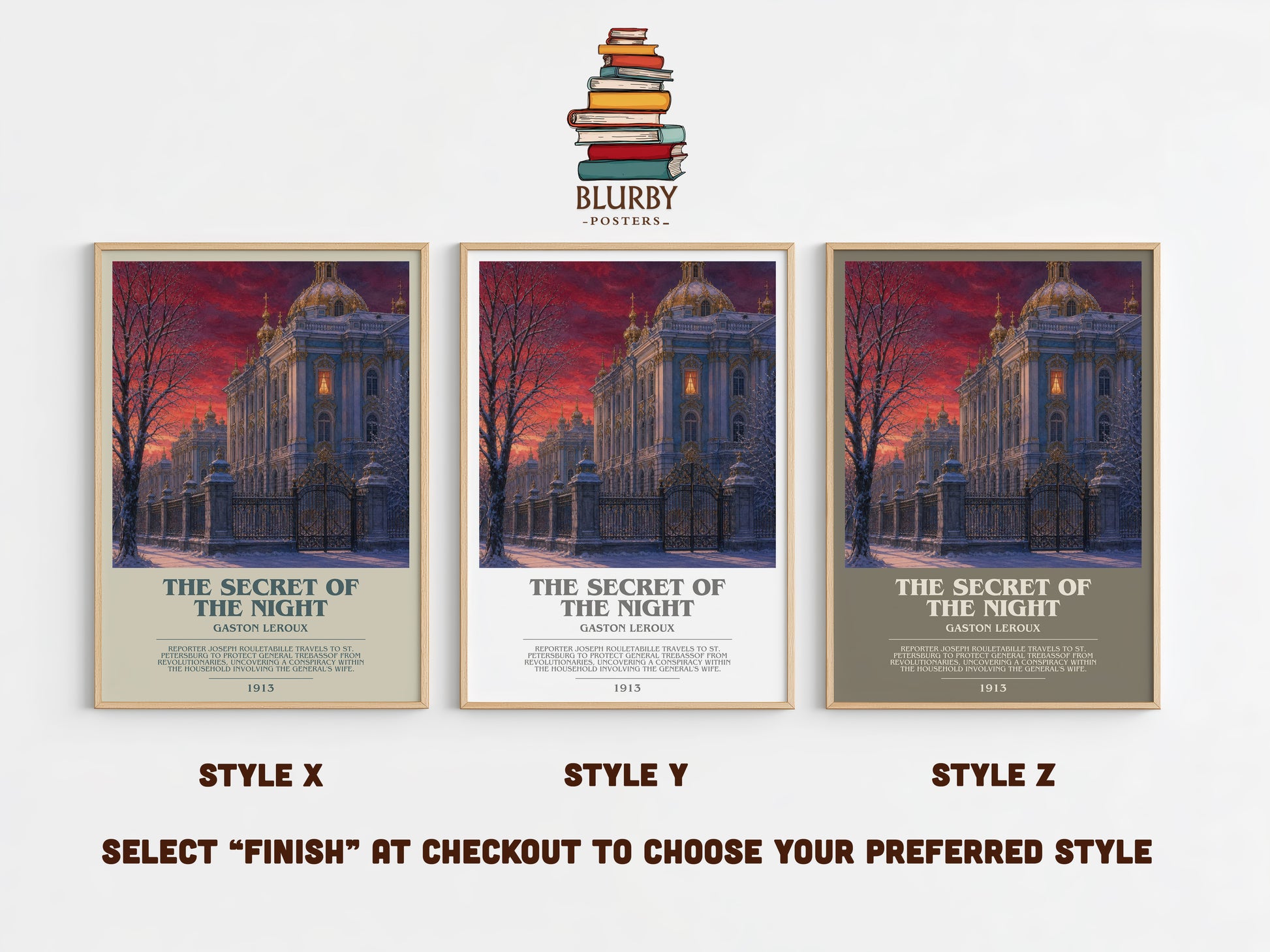 The Secret Of The Night bookish print in frame leaning in hallway – mystery wall art
