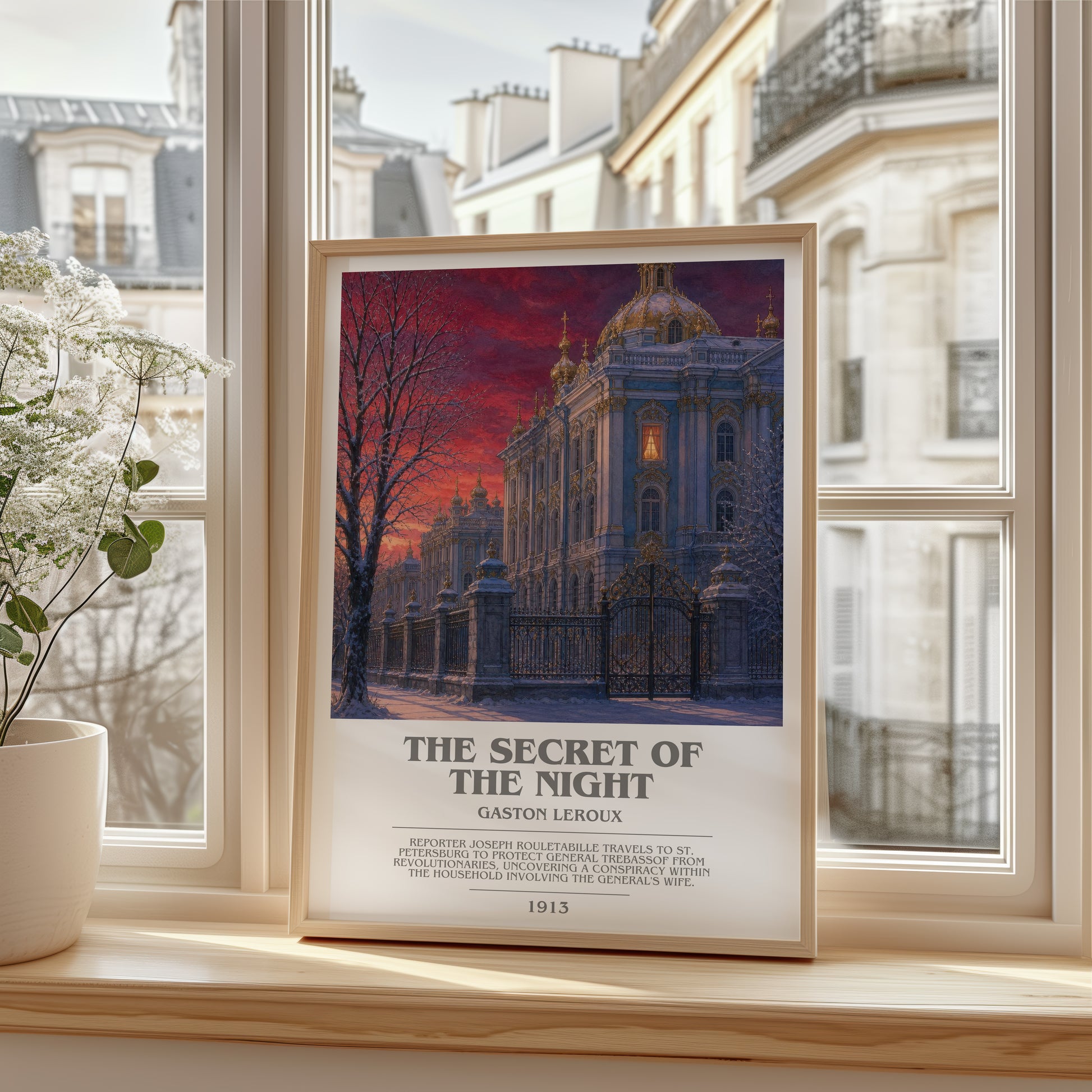 The Secret Of The Night bookish poster colour and style options – Gaston Leroux book art