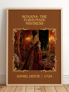 Roxana: The Fortunate Mistress Classic Book Art Print by Daniel Defoe – framed print leaning on a wooden floor