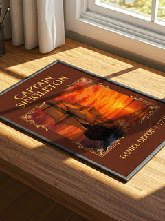 Captain Singleton Classic Book Art Print by Daniel Defoe – print on a sunlit desk